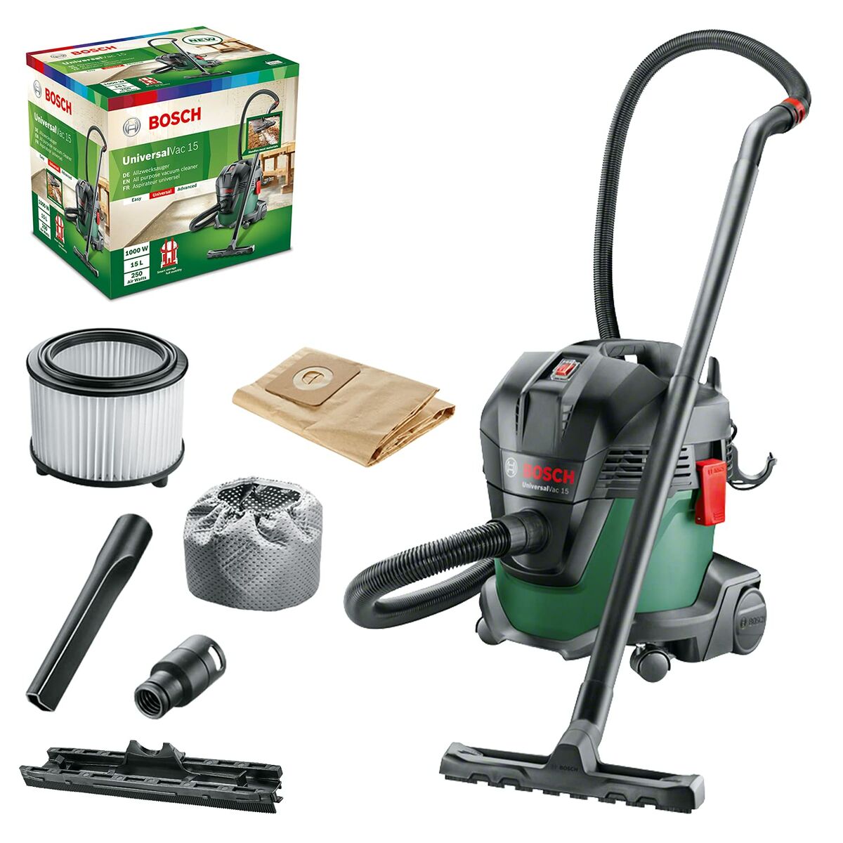 Aspirateur à sec et humide BOSCH Universalvac 15 1000 W 26 kPa 15 L 65 L