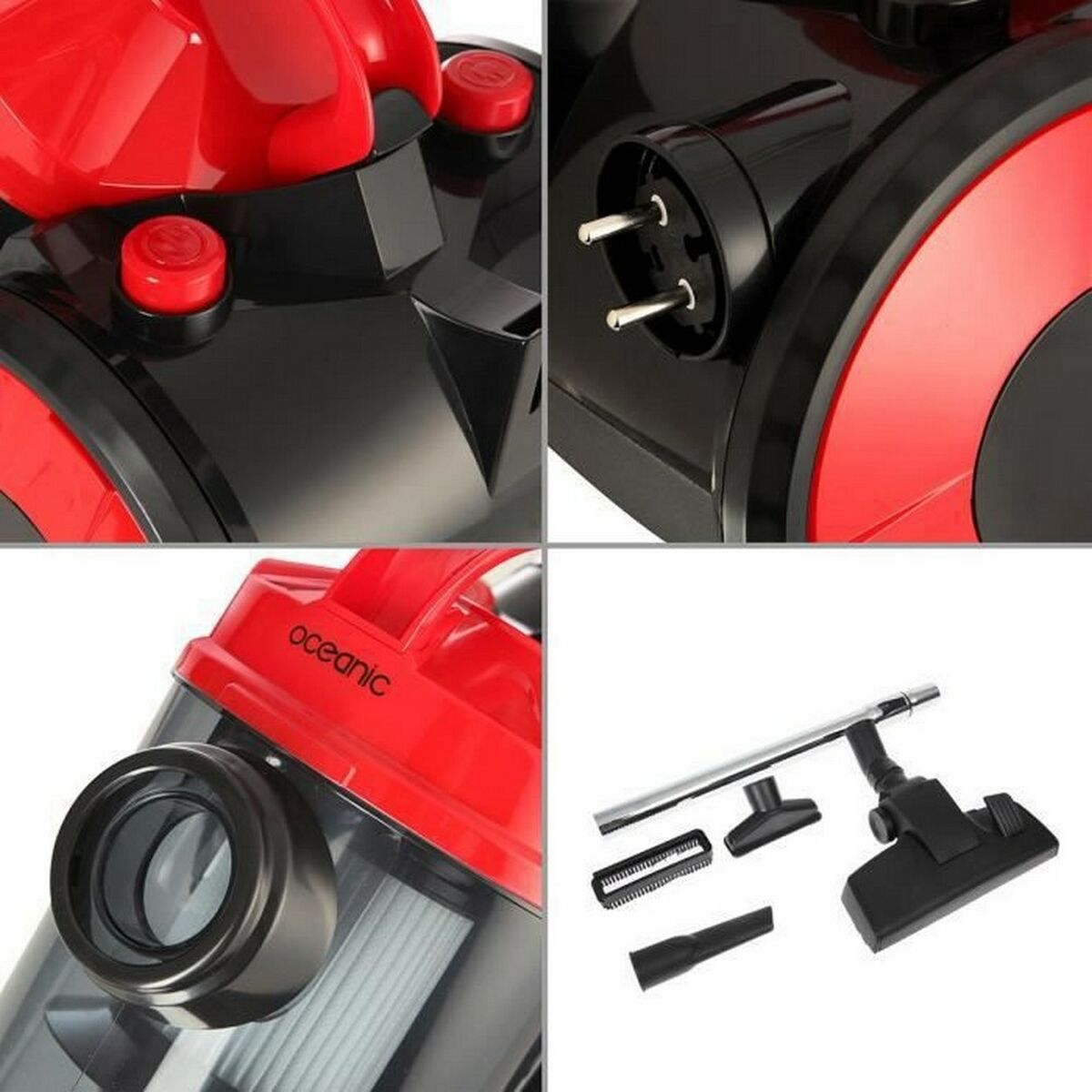 Aspirateur sans sac Oceanic VC10RBAX2 Noir Rouge rouge 700 W - 4