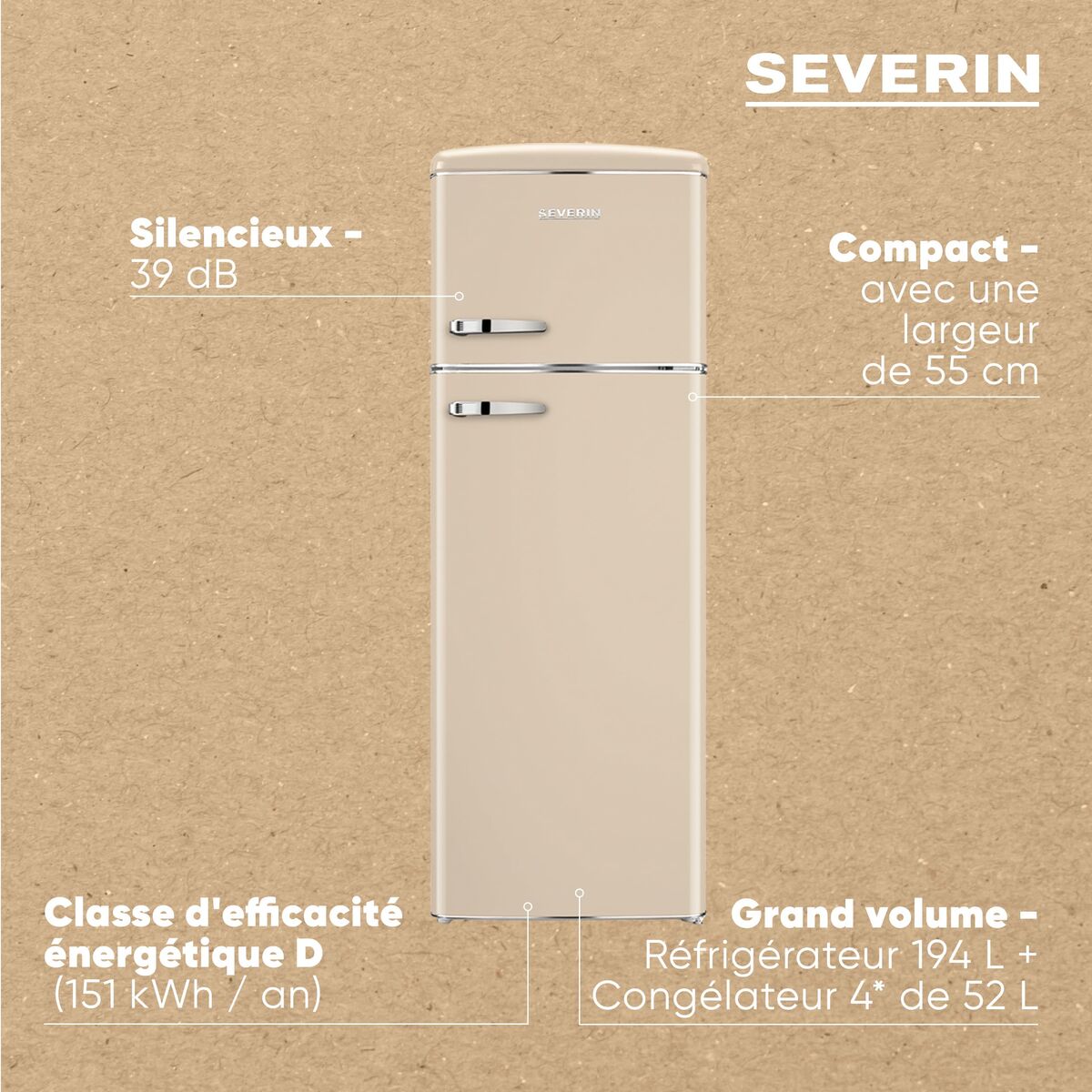 Réfrigérateur Combiné Severin RKG8985     167 - 4