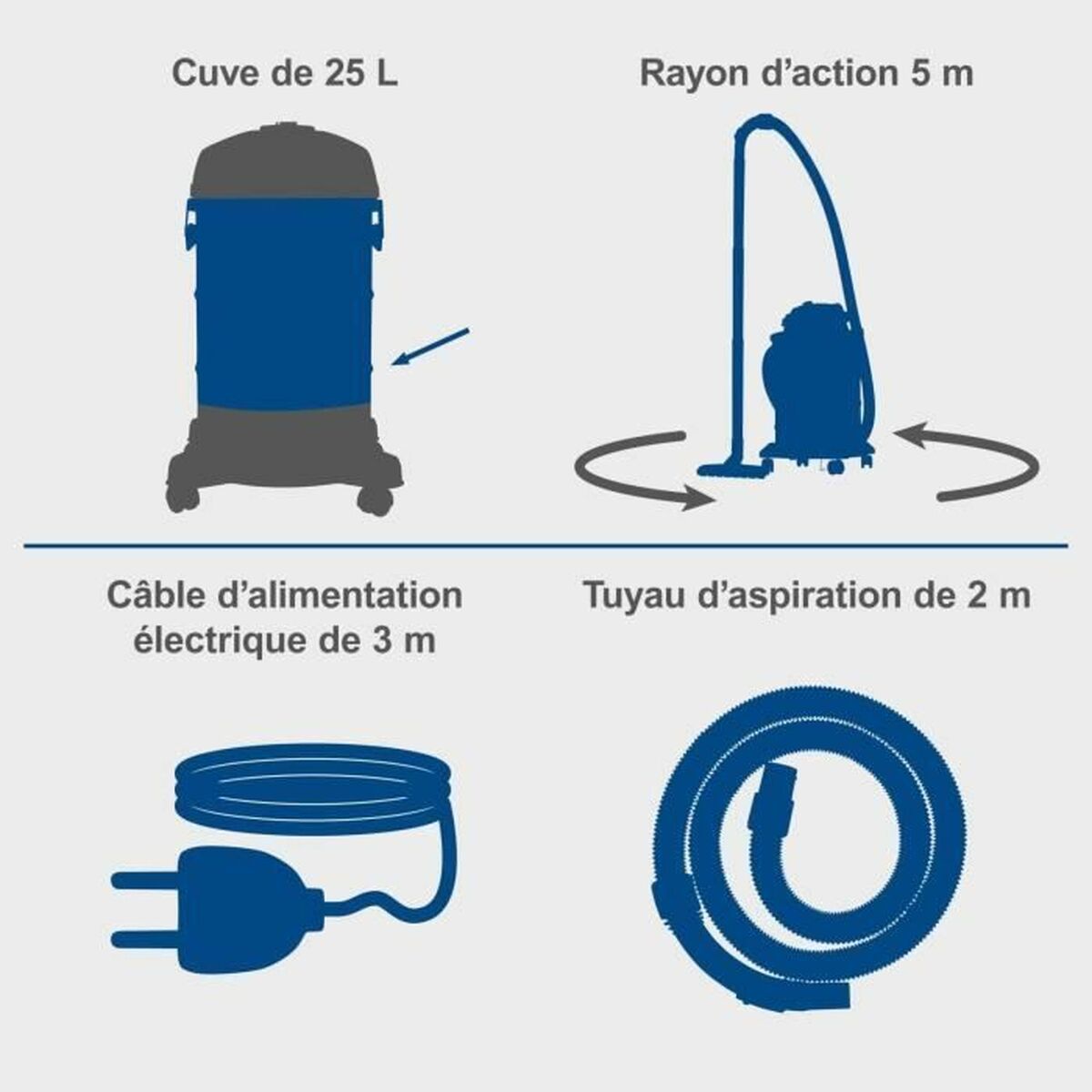 Aspirateur à sec et humide Scheppach 1200 W 20 kPa 25 L - 5