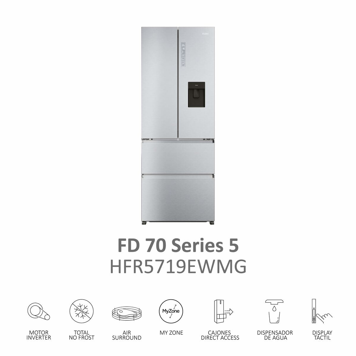 Réfrigérateur Combiné Haier HFR5719EWMG 190 Argenté - 7