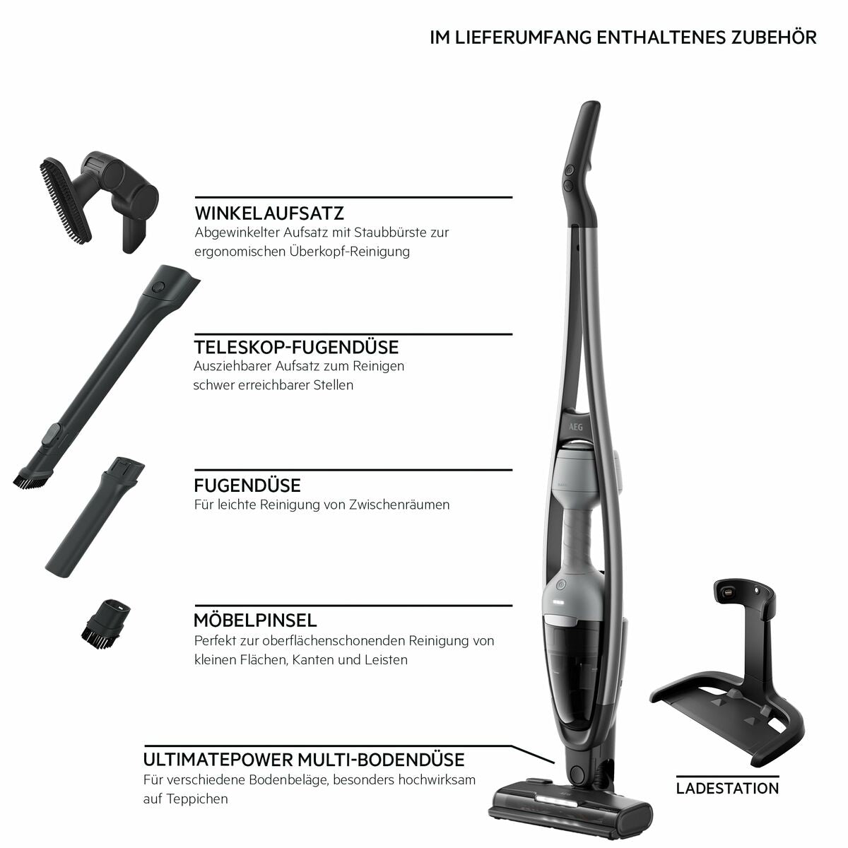 Aspirateur balai AEG AS62CB25UG 600 W - 5