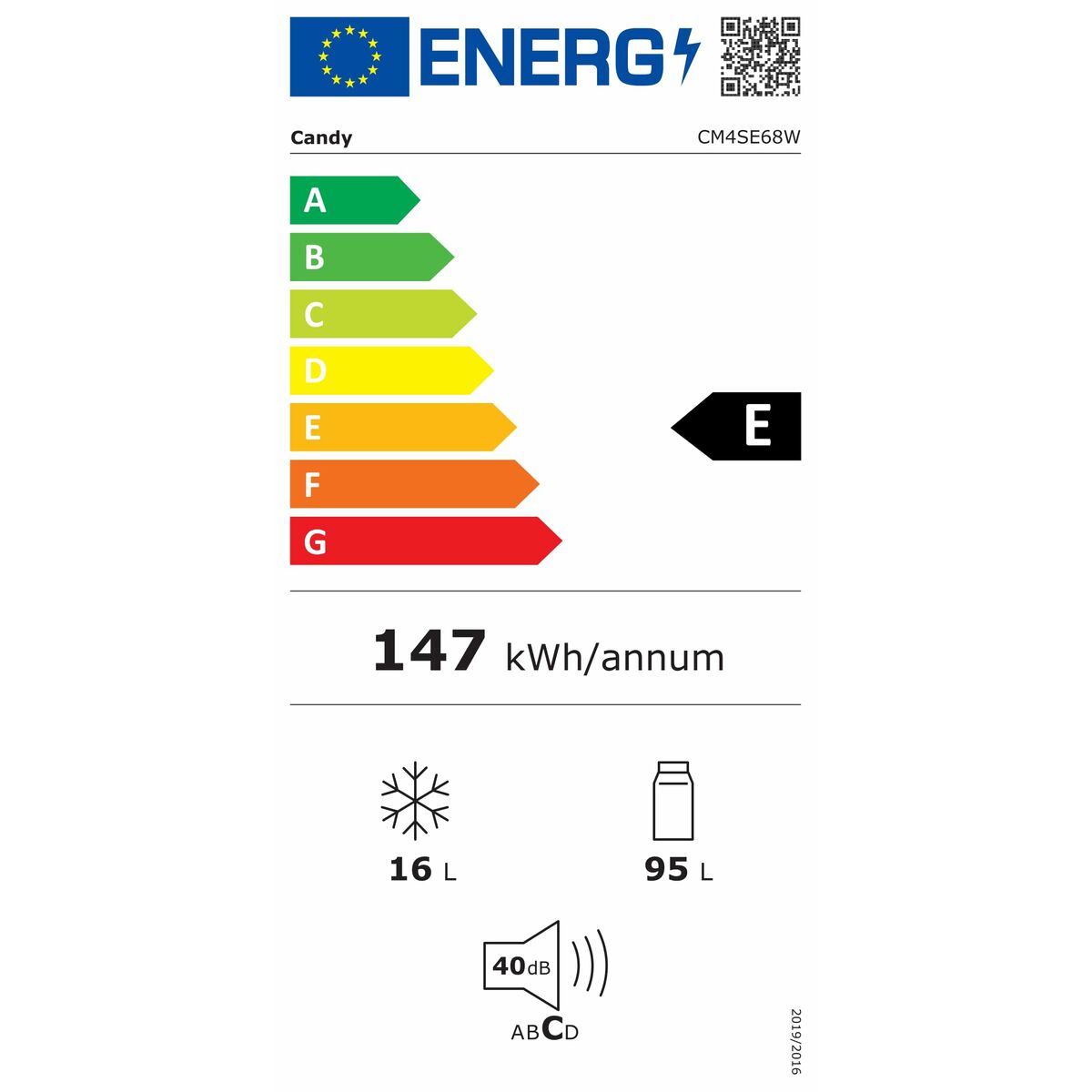 Réfrigérateur Combiné Candy CM4SE68W Blanc 111 l - 3