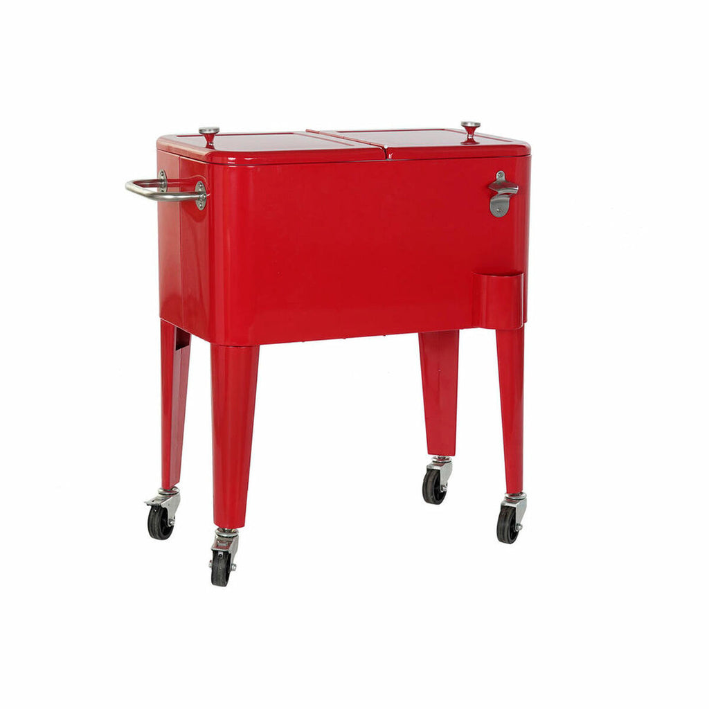 Frigo DKD Home Decor Rouge Avec des roues 74 x 43 x 80 cm Acier polypropylène 56 L (74 x 43 x 80 cm)