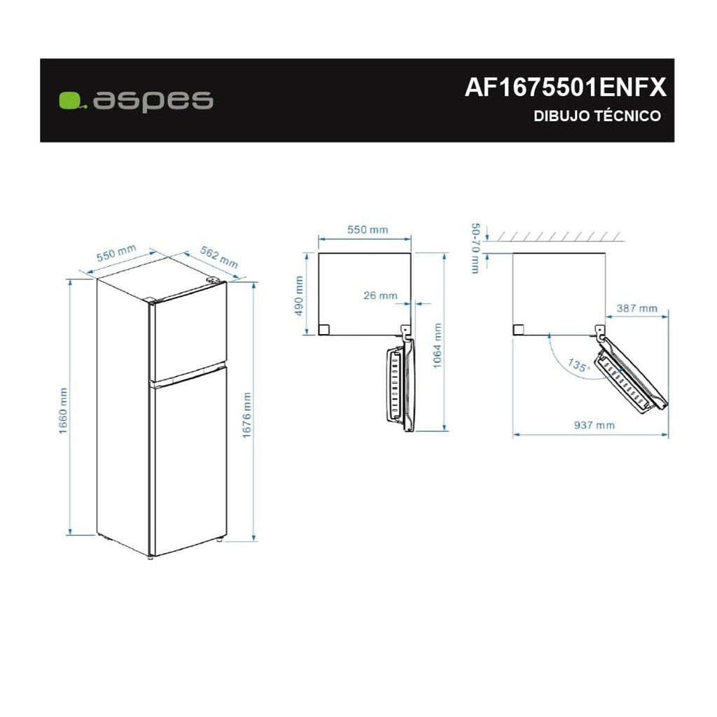 Réfrigérateur Combiné Aspes AF1675501ENFX - 7