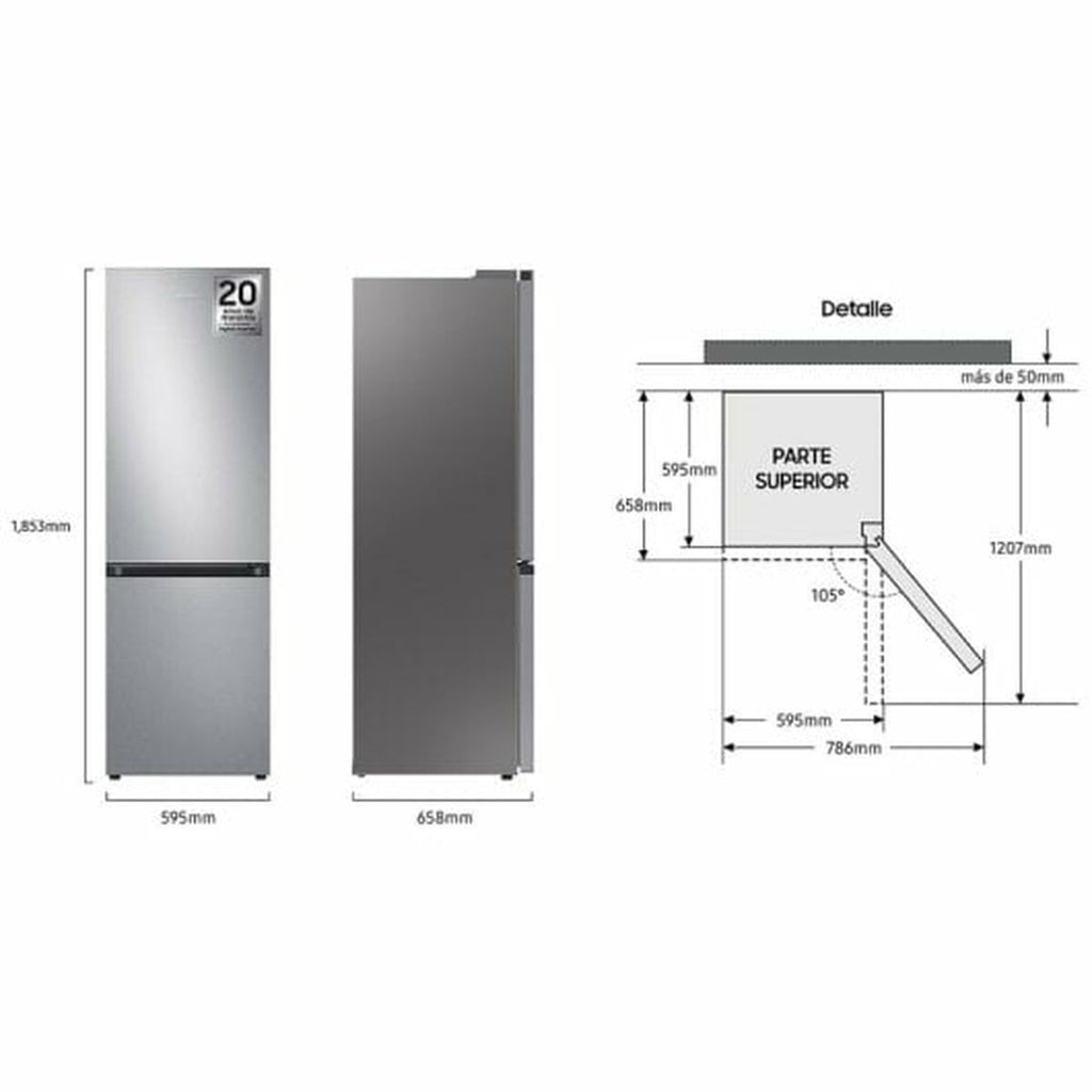 Réfrigérateur Combiné Samsung RB34C602DSA 186 Argenté 344 L - 4