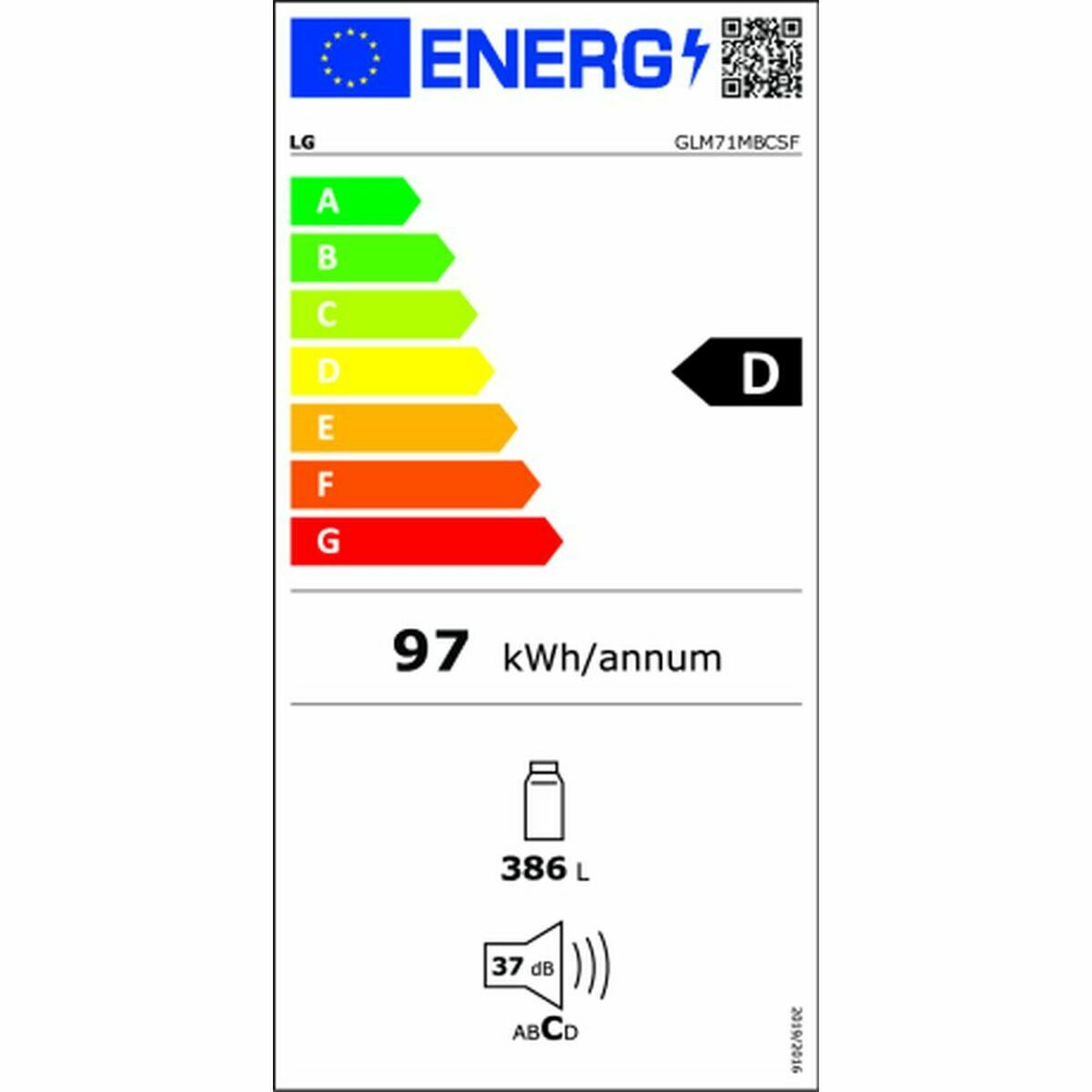 Réfrigérateur LG GLM71MBCSF  186 Acier 386 L 185 x 60 cm - 3