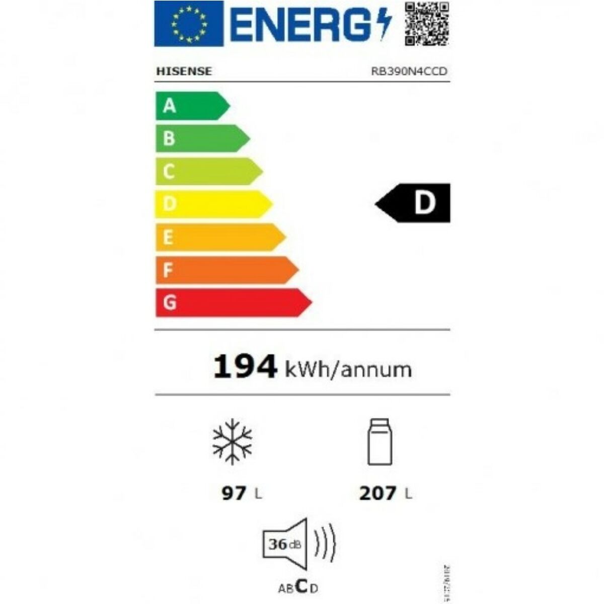 Réfrigérateur Combiné Hisense RB390N4CCD  Acier - 2