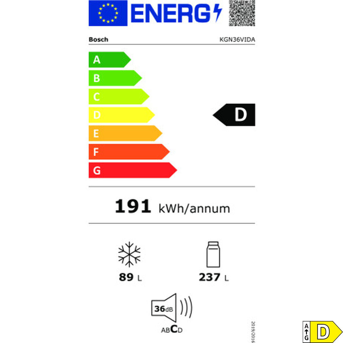 Réfrigérateur Combiné BOSCH KGN36VIDA Argenté Acier (Reconditionné C) - 2